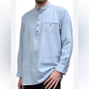 Lee Valley Flannel Cotton Grandfather Shirt blue size small‎ nwt